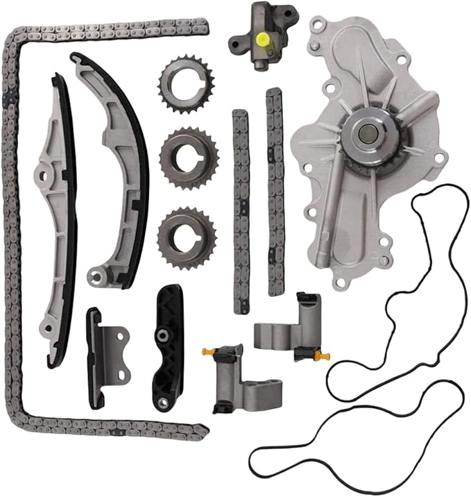 AT4Z-6306-A 7T4Z-6268-CA Engine Timing Chain Kit With Water Pump Compatible with Ford Edge Flex Taurus Explorer for Mazda for Lincoln MKS MKX MKZ 3.5L 3.7L DOHC 2007 2008 2009 2010 After-Market Parts