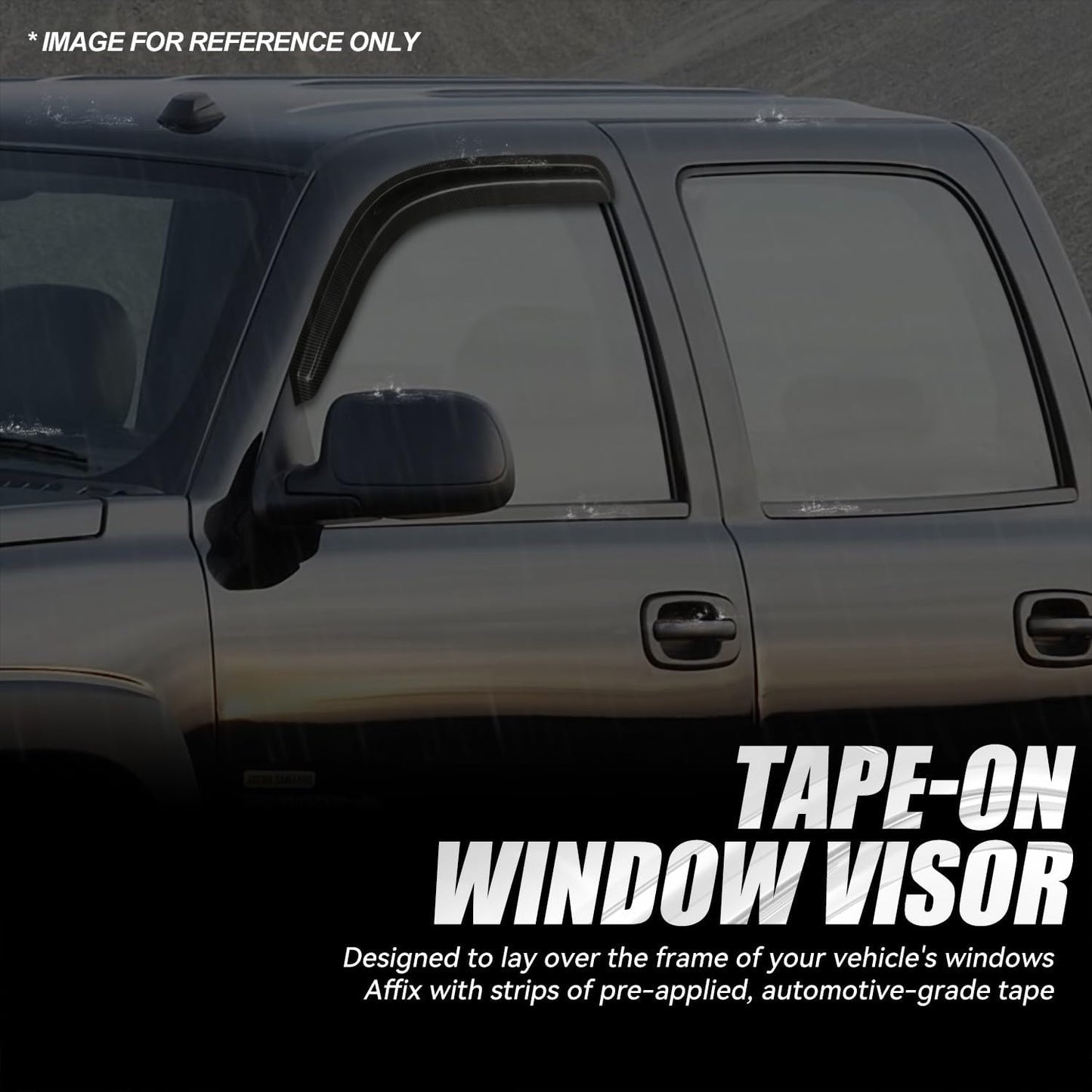 Auto Dynasty 2Pcs Carbon Fiber Pattern Window Visors Compatible with 1999-2007 Chevy Silverado GMC Sierra 1500 2500 3500 & Classic Standard Cab, Tape-On Window Deflectors Rain Guards, Glossy Black