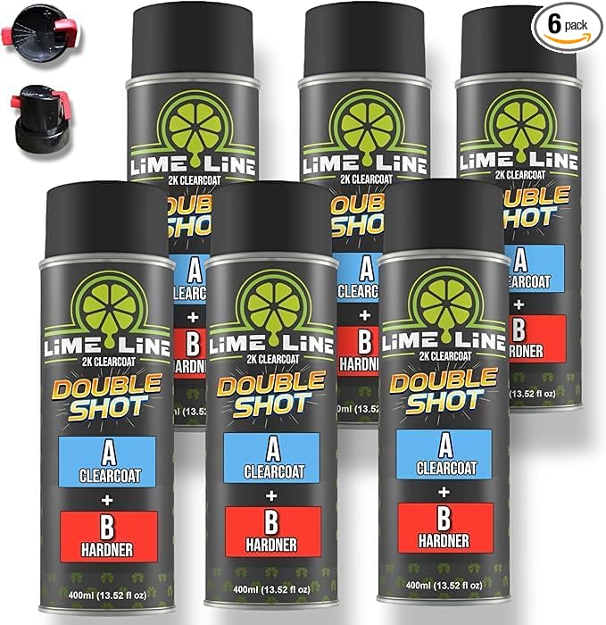 LiME LiNE High Gloss 2K Clearcoat Spray/Aerosol Can Automotive 2 Part Professional Finish (Pack of 6)