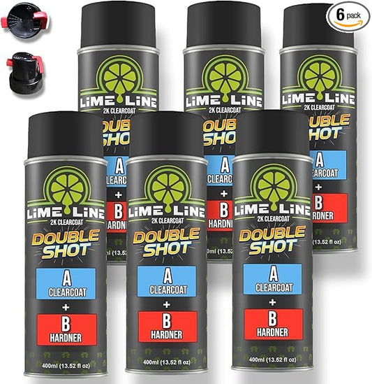 LiME LiNE High Gloss 2K Clearcoat Spray/Aerosol Can Automotive 2 Part Professional Finish (Pack of 6)