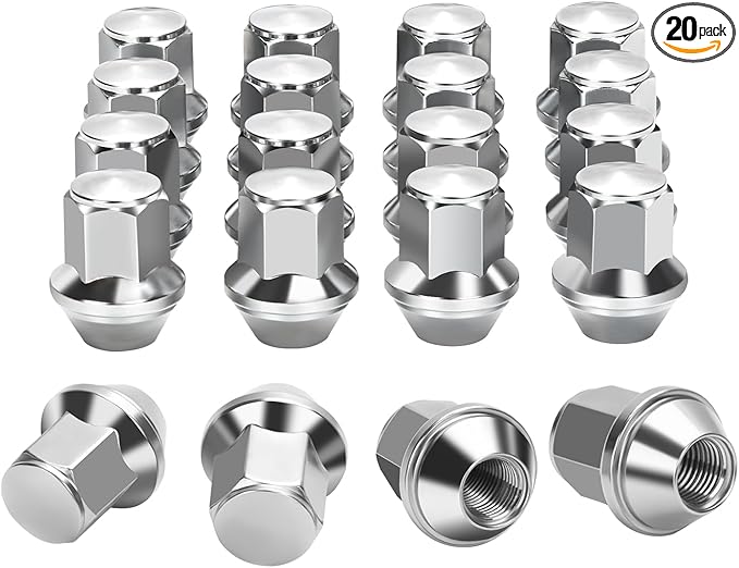 M14x1.5 One-Piece Lug Nuts, 14x1.5 20pcs Chrome Factory Style Wheel Nuts 21mm Hex Fits Ford Mustang Edge Explorer Fusion Maverick Lincoln Aviator MKX MKZ, Replace OE#611-007 ACPZ-1012-D/M OE Wheels