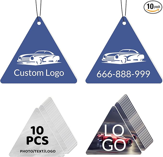 10Pcs Custom Logo Air Freshener for Car Bulk,Wholesale Personalized Double-Sided Car Air Fresheners with Photo Text Logo (10pcs-Triangle)