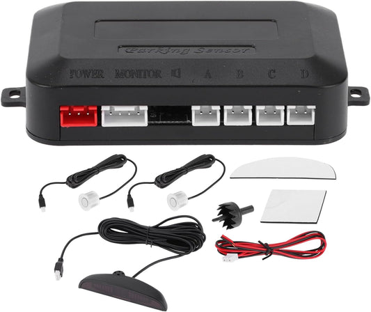 Motoforti Universal Car Auto Vehicle Reverse Backup Radar System Reverse Parking Sensors Alarm Buzzer Reminder Distance Detection White 2 Pcs Parking Sensors