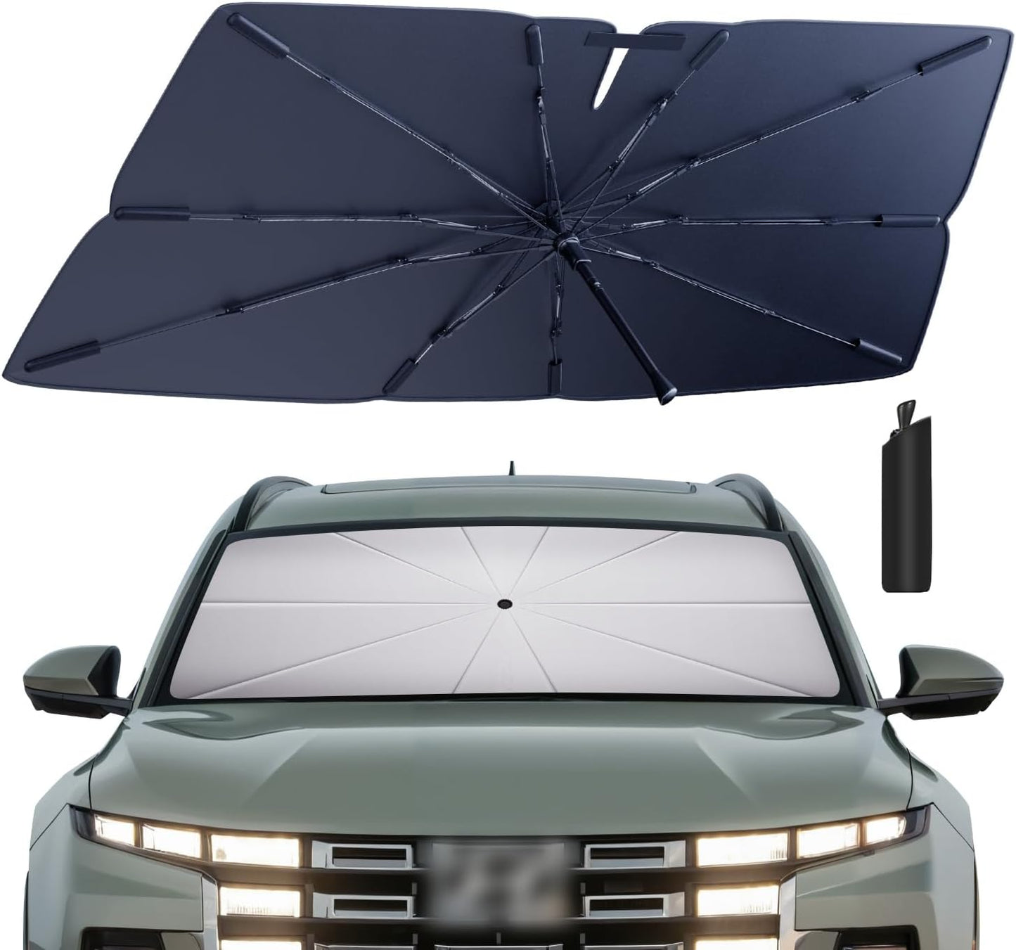 Windshield Sun Shade Umbrella: for Hyundai Santa-Cruz-2022-2025 - Front Custom Car Window Shades - Foldable Sunshades Block UV Keep Cool