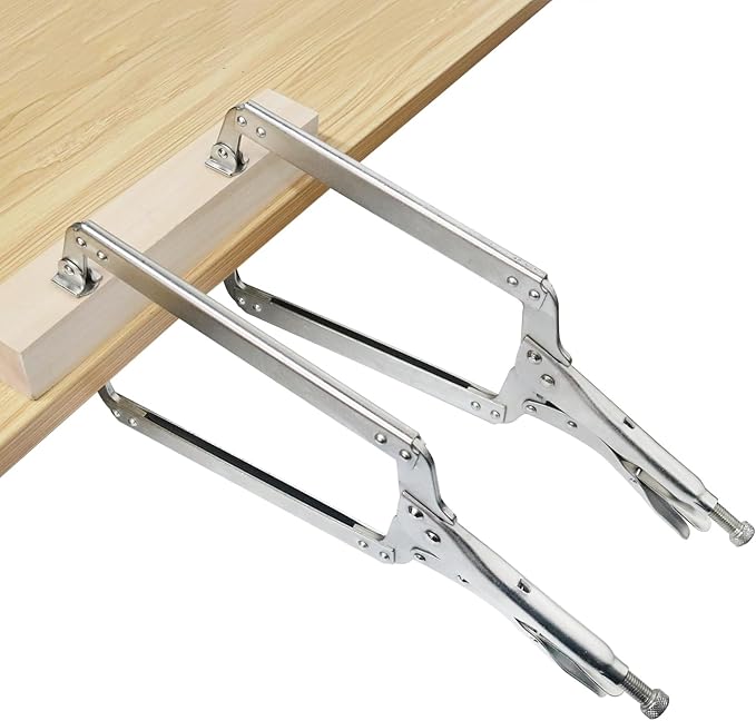 2 Pack 18 Inch C Clamp Locking Pliers,Locking C Clamp, Adjustable Nickel Plated C Pliers For Wood Working, Welding, Electrician Maintenance and more, by GENHAKON