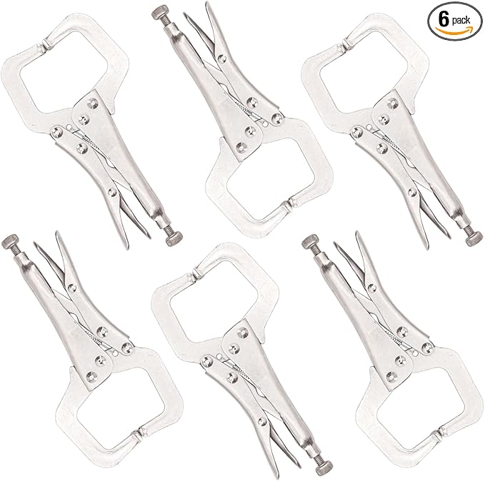 6 Pack 6 Inch Locking C Clamp, C-Clamp Pliers, Heavy Duty Vice Grips for Home Improvement, Welding & Workshop