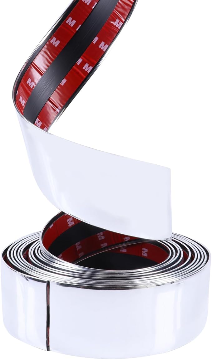 2"(50mm) Automotive Chrome Trim Molding 25FT Heavy Duty Car Side Moldings Self Adhesive UV Protected Scratch-Proof for Truck RV Boat Exterior Interior Body Door Window Bumper