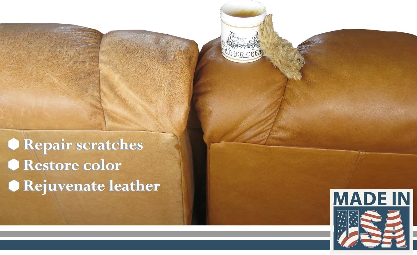 Skidmore's Leather Cream: All-Natural, Non-Toxic Leather Conditioner - Made in USA Since 1984. Water Repellent Formula Restores Leather Couches, Car Seats, Boots, Shoes, Purses, Bags, and Tack. 6 Oz