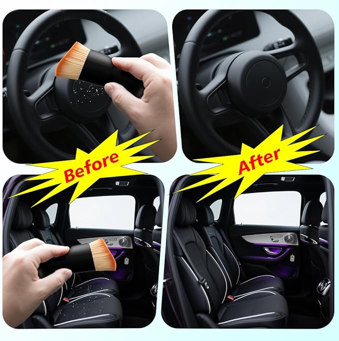 Cheeris, 2 Pack Car Interior Detailing Brush & Car Screen Brush Kit, Ultra-Soft Bristle Duster for Dashboard, Air Vents, Leather & Screens - Auto Cleaning & Dusting Tool, Infotainment Screen Brush