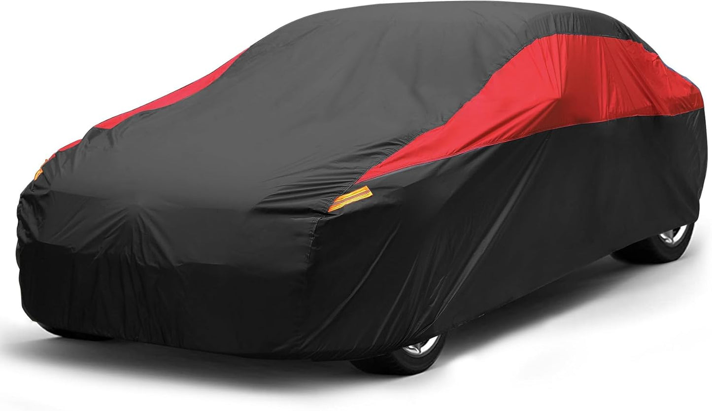 Car Cover Waterproof All Weather,Outdoor Car Cover for Automobiles,Full Exterior Cover Windproof Outdoor car Cover UV/Snow/Hail/Dust Protection Fit Sedan-Length 181" to 190"