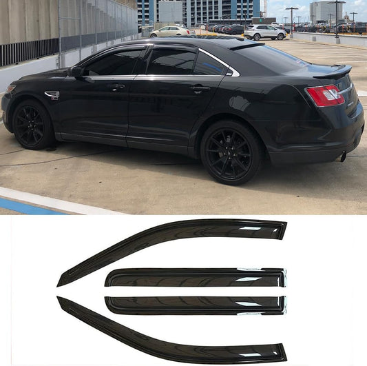94194 Side Window Visors Wind Vent Deflector,4pcs Outside Mount Tape-On Nice Sun Rain Guards Set for 2010-2019 Ford Taurus