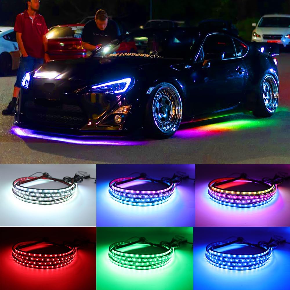 Underglow Lights for Car, 6 Pcs Led Strip Lights with RGB Dream Color Chasing, APP Control 12V Flexible LEDs Underbody Lights, Waterproof Underglow Led Light Kit