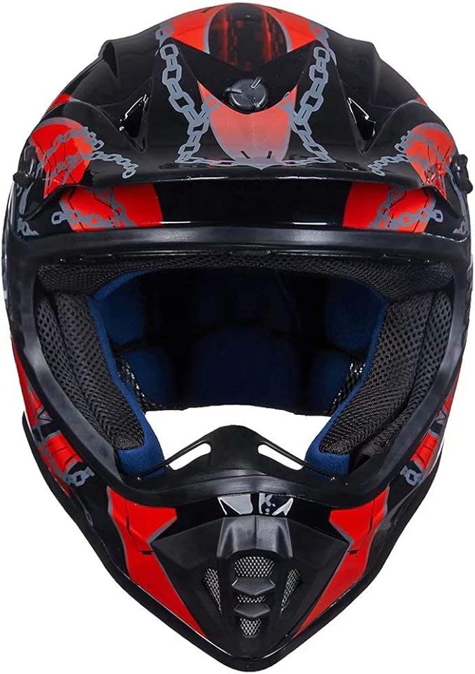 ILM Youth & Kids Dirt Bike Helmets Motocross ATV Dirtbike BMX MX Offroad Full Face Motorcycle Helmet, DOT Approved Model 128YS (Red Black, Youth-Large)