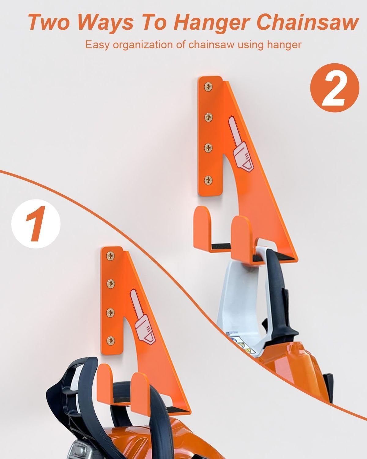 Chainsaw Holder -4 Pack- 180LB Heavy-Duty Alloy Steel Wall Mount Set, Chainsaw Accessories, Universal Fit for Stihl, Husqvarna, Echo Saws, Rust-Proof & Space-Saving Design (Garage, Workshop)