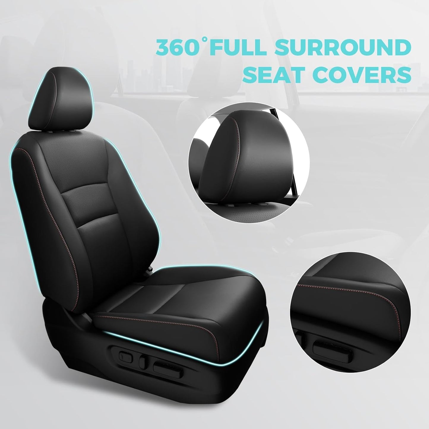 Custom for Honda Pilot Seat Covers - Car Seat Protectors Full Set for Pilot LX EX 2016 2017 2018 2019 2020 2021 2022-8 Seats,Faux Leather Full Coverage Waterproof, Black