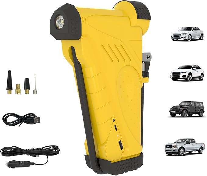 150PSI Tire Inflator Portable Air Compressor, 12V/20V Dual Power, USB Output, Ideal Air Pump for Car Tires, Off-Road, Truck, Motorcycle, Ball Sports