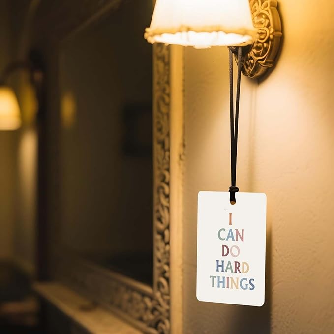 Inspirational Quote Car Air Freshener 4Pcs, Motivational Phrases Hanging Scents for Cars Closet Drawer Books，Uplifting Car Accessories Mirror Decor for women