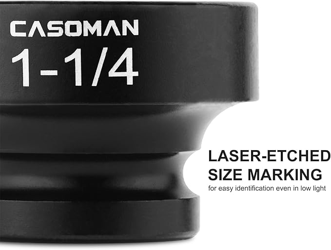 CASOMAN 1/2" Drive 1-1/4" Stubby Impact Socket Set, 6-Point, 1.1" Length, CR-MO, SAE