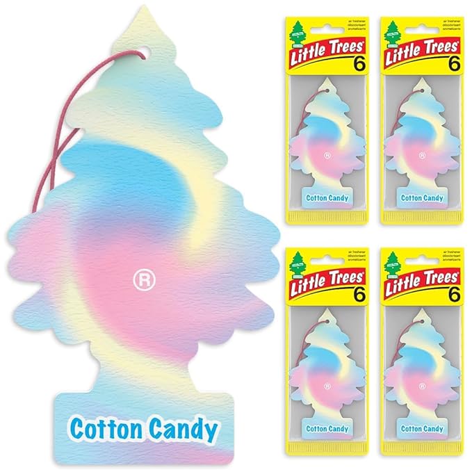 LITTLE TREES Car Air Freshener | Hanging Tree Provides Long Lasting Scent for Auto and Home | Cotton Candy, 24 Air Fresheners