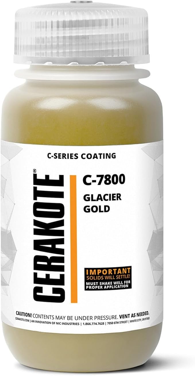 CERAKOTE ( AIR CURE C-SERIES GLACIER GOLD [ 32oz ] C-7800Q Performance Ceramic Technology + Color on All- Metals, Polymers + More