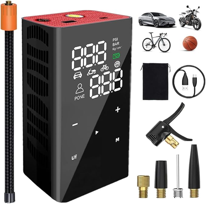Tire Inflator Portable Air Compressor, 4X Faster Inflation Cordless Electric Air Pump for Car Tires with Digital Tire Pressure Gauge SUV, Light Truck, Motorcycle, Bike, Car Accessories Gifts for Men