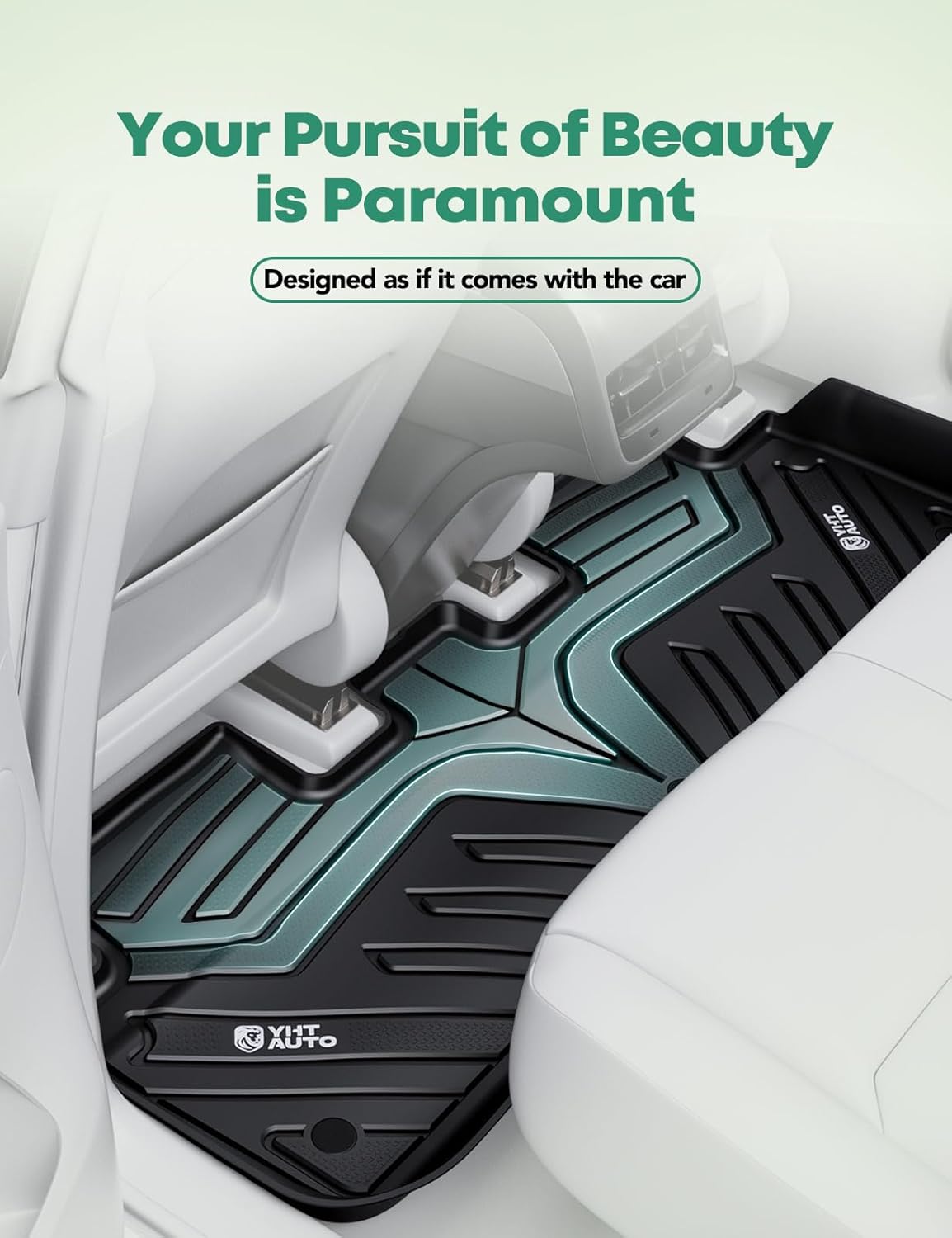 YHTAUTO All Weather Floor Mats Fit Tesla Model Y 2025 2024 2023 2022 2021 2020 Car Mats TPE Frunk Trunk Cargo Liner, Front & Rear Storage Mats, Model Y Accessories for 5-Seat, NOT Fit Model Y Juniper