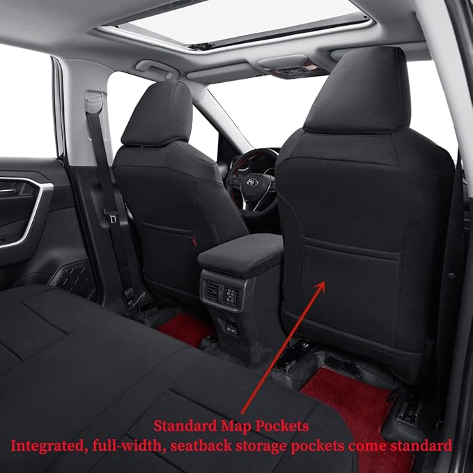 coverdream RAV4 PHEV Seat Covers Custom Fit for 2019-2024 2025 Toyota RAV4 Hybrid XSE,Hybrid SE,Prime SE/XSE,Full Coverage,Airbag Compatible,Polyester Car Seat Protector (Full Set,Black)