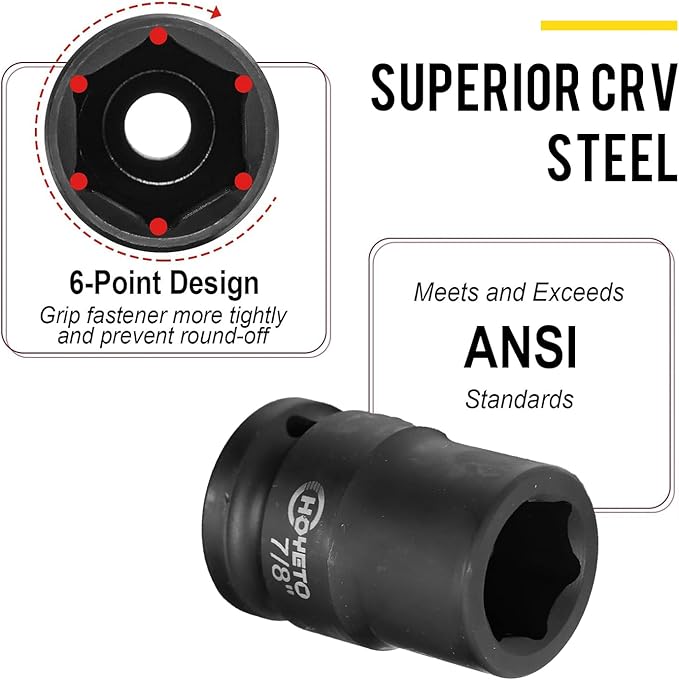 29-Piece 3/4" Drive Impact Socket Set, SAE 3/4" to 2-1/2", 6-Point Design, Rugged Construction, with Heavy-Duty Storage Case – Ideal for Auto Repair & Household Use