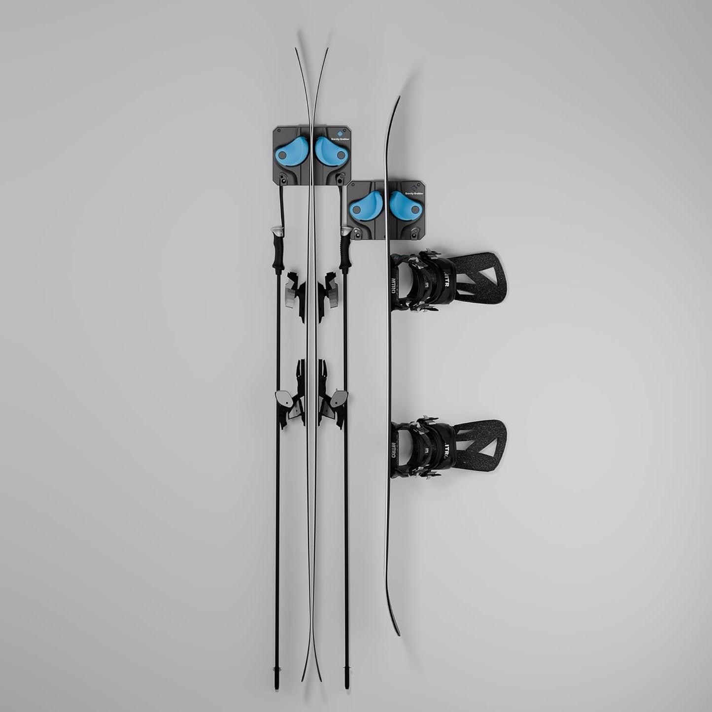Ultimate Ski & Snowboard Wall Rack | Secure, Non-Slip Storage | Fits Any Ski/Board | Garage Organization | Ski Storage Rack | Snowboard Storage Rack | Winter Gear Organizer | 2 Pck