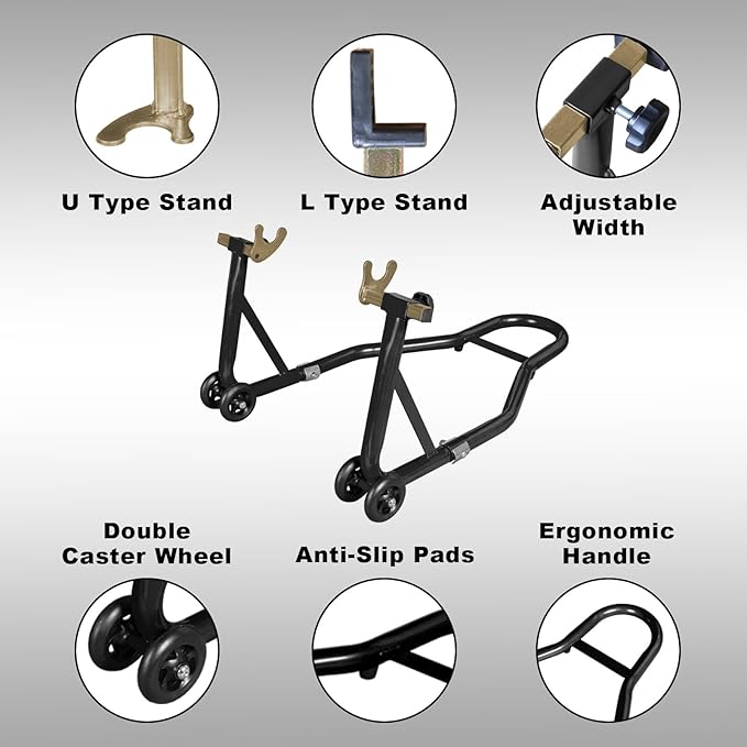 Motorcycle Stand Rear Combo Wheel Lift Stand, 500Lbs Capacity,Swingarm Spool Paddock Stand for Sport Bike,Fit for Yamaha, for Honda, Suitable for Kawasaki Black