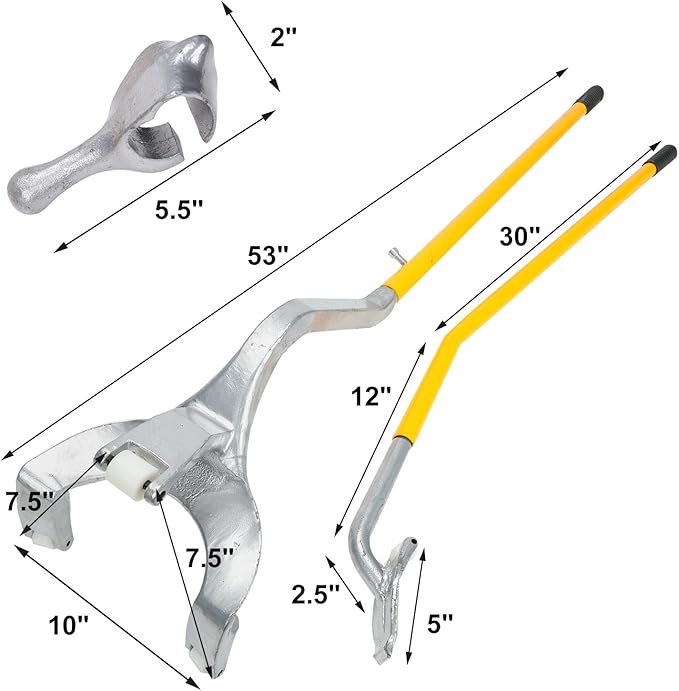 BLACKHORSE-RACING 22.5" to 24.5" Tire Changer Mount Demount Removal Tool Tubeless Truck Extra Bead Keeper Yellow