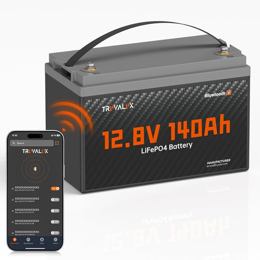 12V 140Ah LiFePO4 Bluetooth Lithium Battery Group31, Low Temp Protection, Built-in Smart 150A BMS, 5000+ Deep Cycles, 1.79 kWh Energy, Perfect for RV, Trailer, Yacht, Trolling Motor, Off-Grid