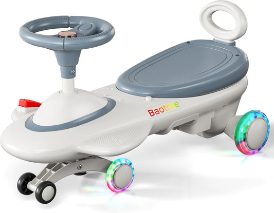 Kids Electric Ride On Car 12V - Electric Wiggle Car with Rechargeable Battery, LED Lights & Music,Anti-Rollover for Boys Girls Ages 3-8, Indoor/Outdoor Toy Vehicle up to 150 lbs