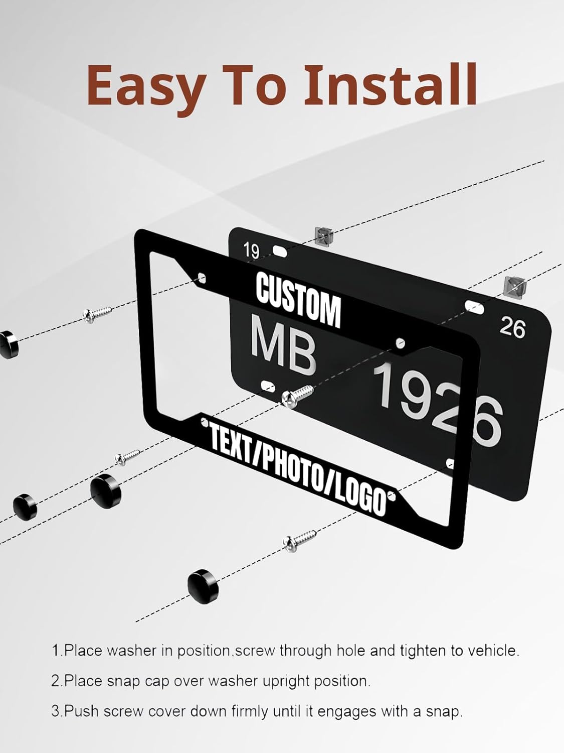 Custom License Plate Frame – Personalized License Plate Holder with Photo & Text – Rust-Proof Aluminum Car Tag Cover for Front/Rear, Car Accessory for Men & Women, Includes Screws, 12"x6"