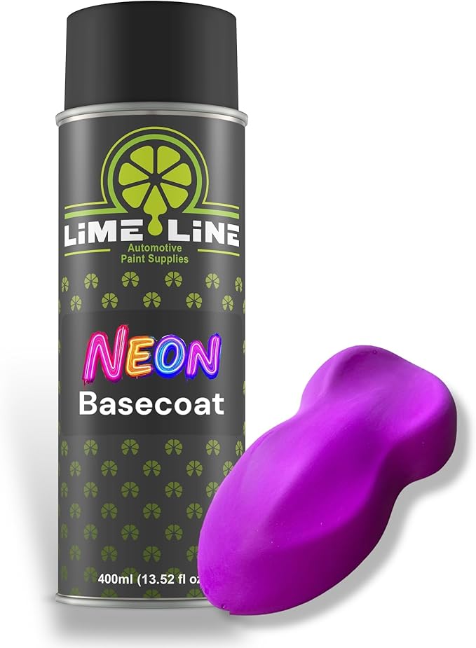 LiME LiNE Premium Automotive Basecoat Aerosol Spray Paint - Fast Drying- Custom Paint, Must Be Clearcoated! (Neon Purple)