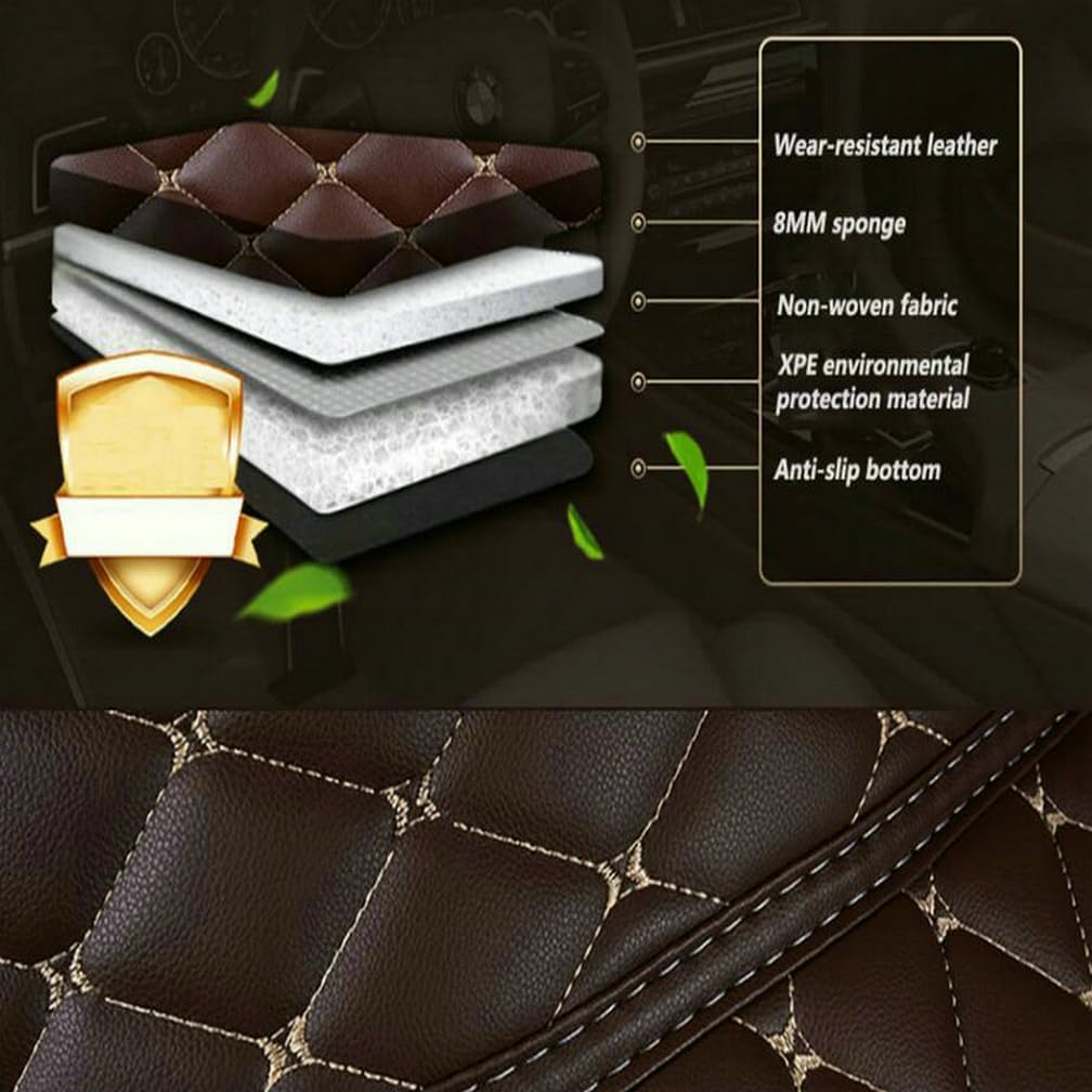 Customized Personalized Car Mats - All Weather Men's and Women's Floor mats Suitable for 99% of vehiclesPads Protection Non-Slip Leather Floor Liners (Black red Stripe)