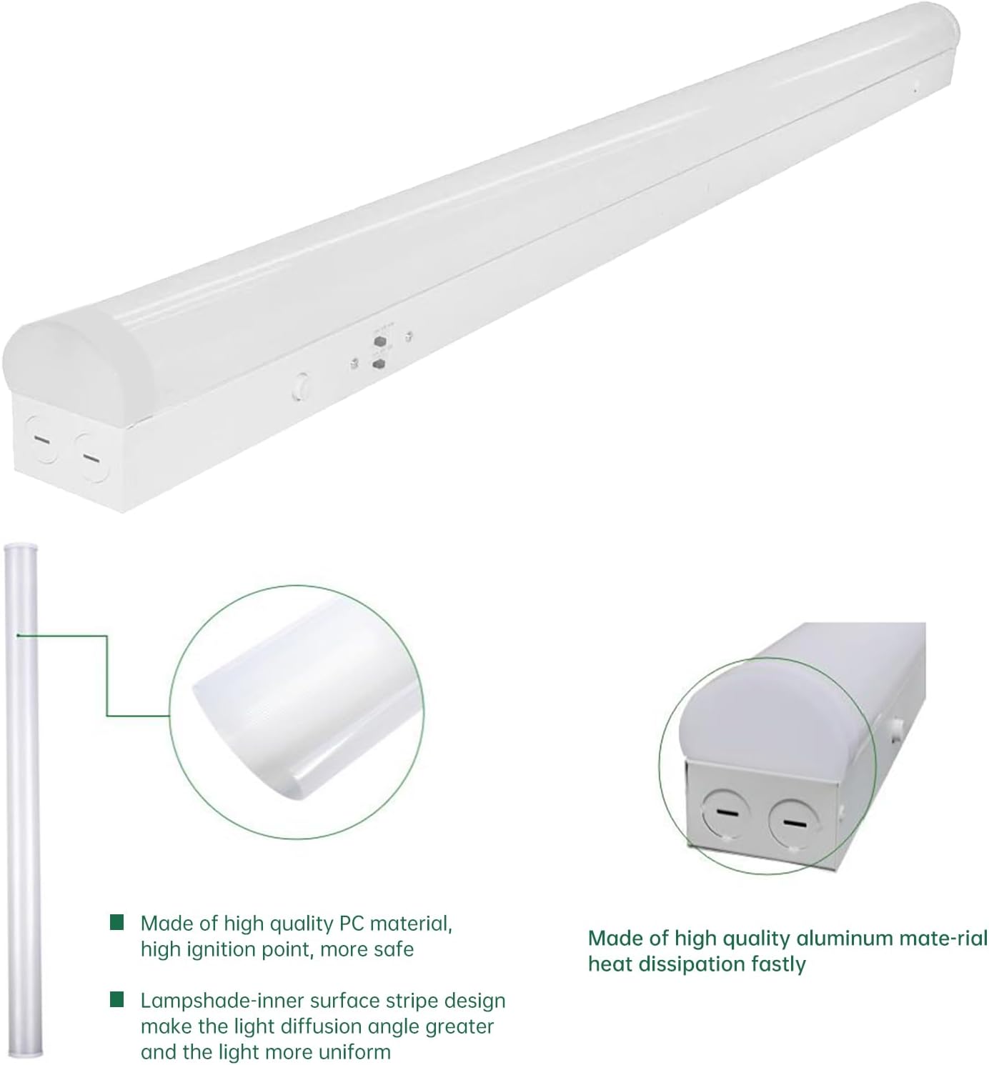 8FT LED Linear Strip Light Fixture, 8 Foot LED Shop Lights 64/75/90W 35/40/5000K CCT Selectable,Surface Mount and Hanging Ceiling Lighting Fixture for Garage, Warehouse, Workshop, Supermarket (4)