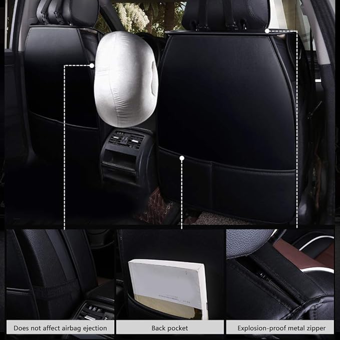 otoez Car Seat Covers Full Set, Leather Seat Covers for Car, 5 Seat Waterproof Automotive Front and Rear Seat Cushion Protector Fit for Most Car Sedan Truck (with Pillows)