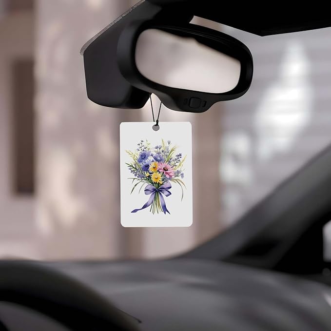 Watercolor Floral Car Air Freshener 4 Pcs, Botanical Bouquet Hanging Air Freshener for for Cars Closet Drawer Books,Gifts for Flower Lovers, Decor for Car Accessories Mirror Decor for women.