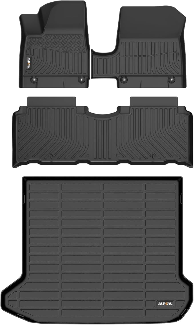 AIPOIL® Floor Mats & Cargo Liner Set for 2025-2026 Hyundai Ioniq 5 (with Unmovable Console) All Weather Protection TPE Car Full Set Custom Car Mats Accessories - Black