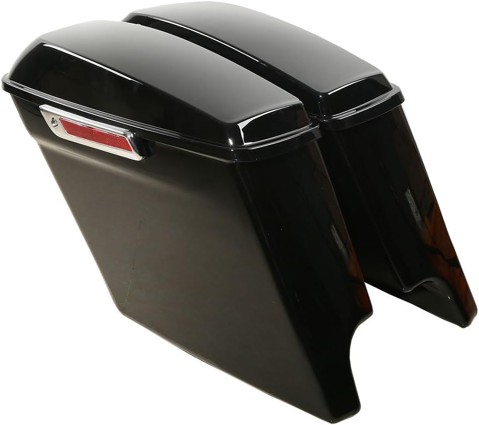 XFMT Vivid Black 5" Stretched Extended Saddlebags Hard Saddle Bags W/Black Conversion Bracket For Harley Softail Heritage Deluxe 1984-2017
