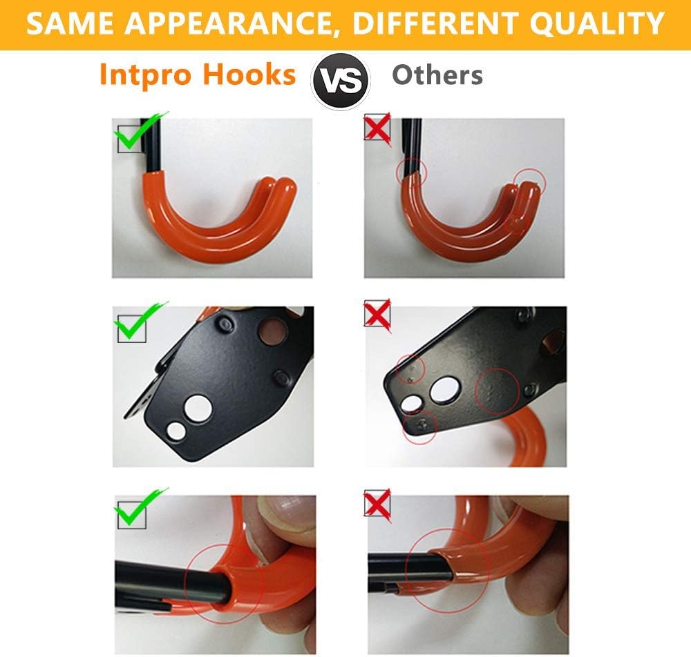 Intpro 12pack Steel Garage Storage Utility Double Hooks Organizer Heavy Duty Wall Mount Tool Holder for Organizing Power Tools Ladders Bulk Items