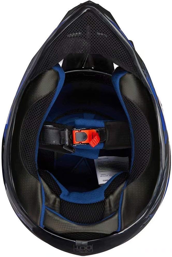 ILM Youth & Kids Dirt Bike Helmets Motocross ATV Dirtbike BMX MX Offroad Full Face Motorcycle Helmet, DOT Approved Model 128YS (Blue Black, Youth-XLarge)