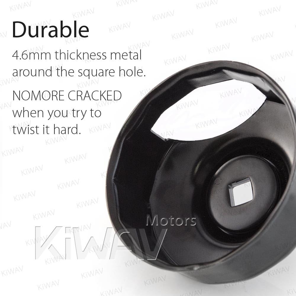 KiWAV Oil Filter Cap Wrench Tool compatible for 1984-2021 Harley Spin-on Oil Filters (Except '15-later XG) Twin Cam Oil Filters with 76 x 14 Flutes (Crank Sensor)