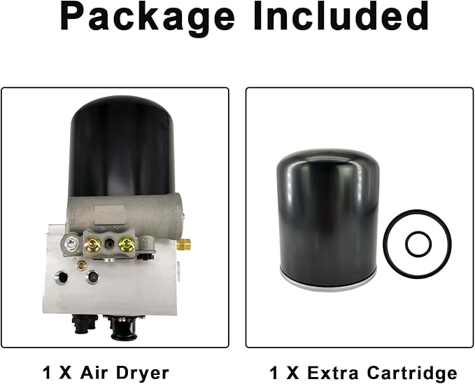 801266 Air Dryer Assembly 12V with Desiccant Cartridge Kit Fit for Kenworth Volvo Freightliner Columbia Peterbilt International Western Star Trucks Bus RV Tractors