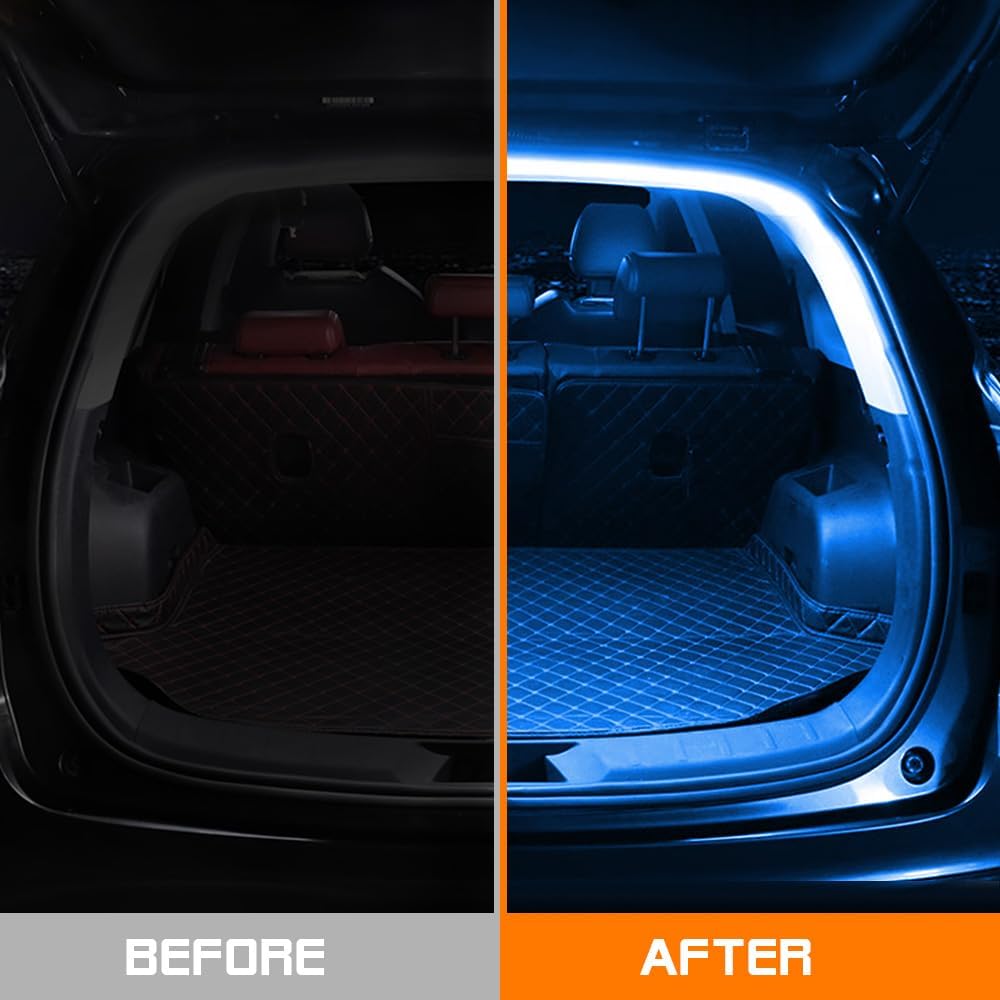 Car LED Strip Light For Trunk, 158Inch IP67 Silicone Waterproof Neon Light Strip Embedded, Flexible Cutting Universal Auto Interior Lights(Blue)