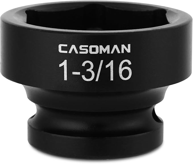CASOMAN 1/2" Drive 1-3/16" Stubby Impact Socket Set, 6-Point, 1.1" Length, CR-MO, SAE