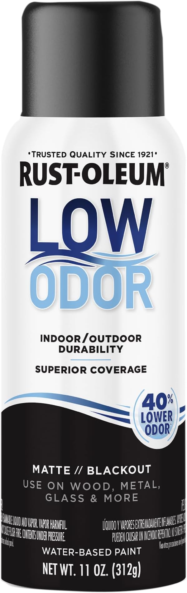 Rust-Oleum Low Odor Premium Spray Paint, 11 oz, Matte Blackout