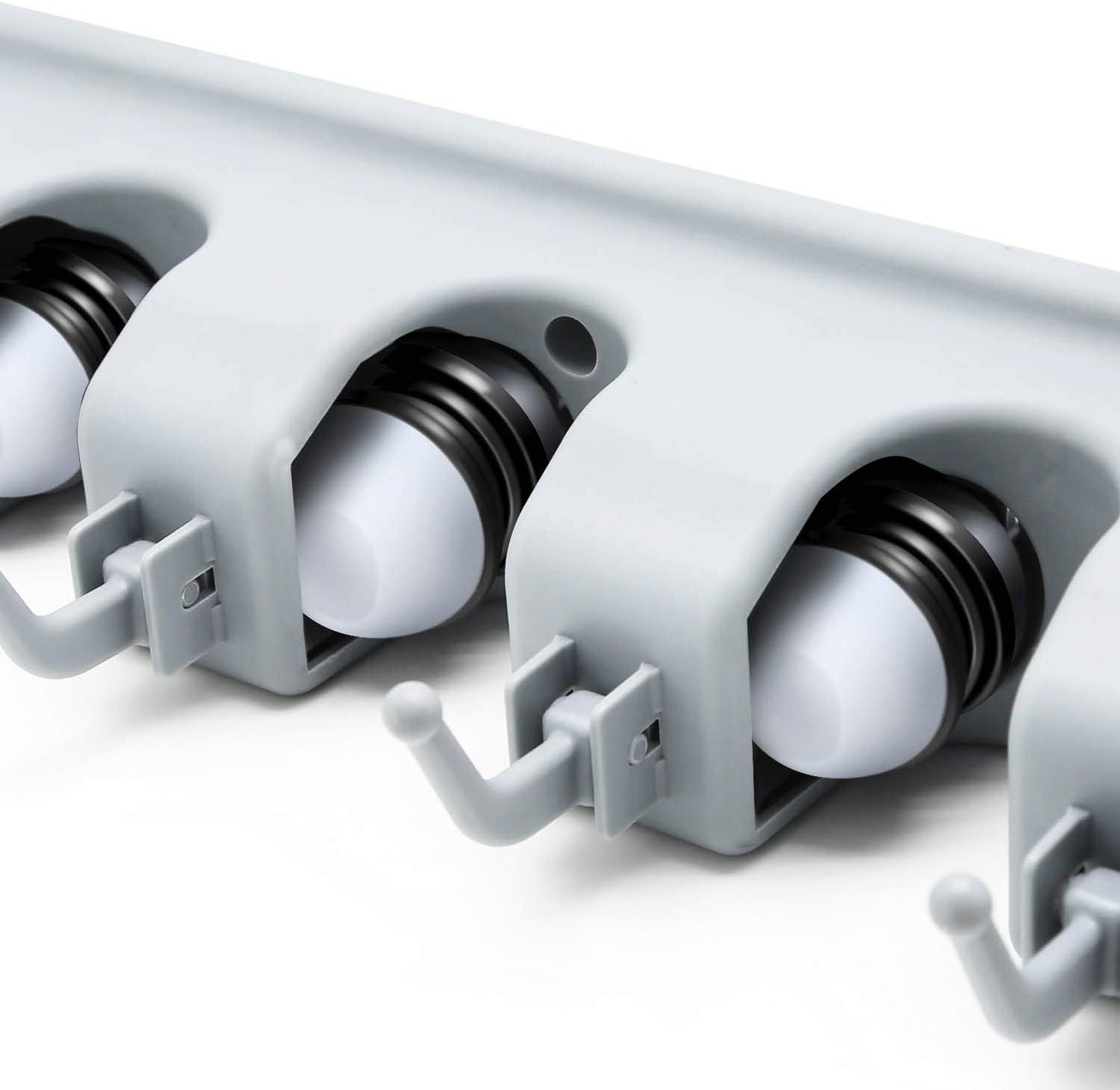 LETMY Broom Holder Wall Mounted - Mop and Broom Hanger Holder - Garage Storage Rack & Garden Tool Organizer - 5 Position 6 Hooks for Home, kitchen, Garden, Tools, Garage