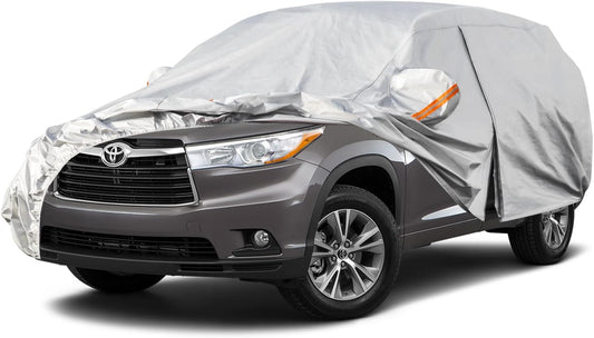 Kayme 6 Layers SUV Car Cover Custom Fit for Toyota Highlander (2007-2025) Waterproof All Weather for Automobiles, Outdoor Full Cover Rain Sun UV Protection.Silver